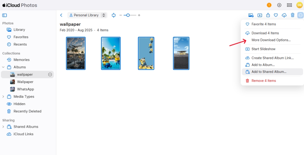 download photos from icloud website on windows