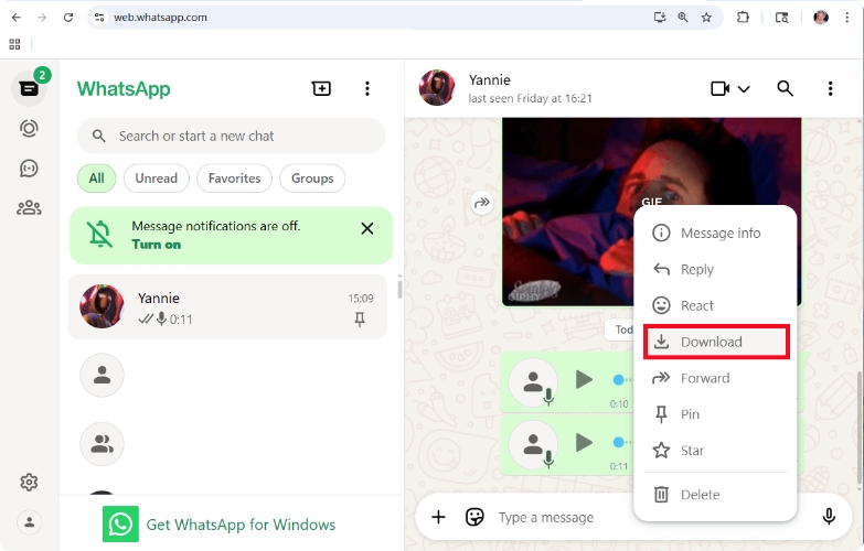 download whatsapp voice messages from whatsapp web