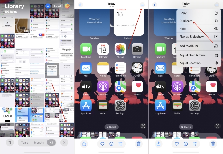 duplicate photo video on iphone