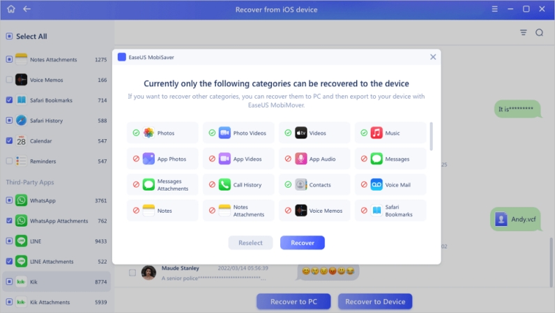 easeus iphone data recovery recover data