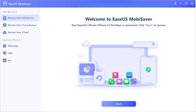 easeus iphone data recovery main interface