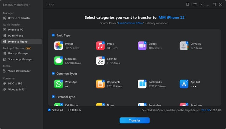 easeus mobimover interface
