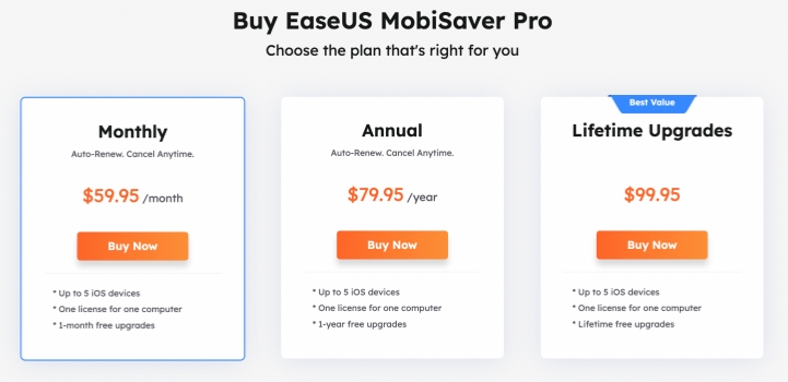 easeus mobisaver pro pricing