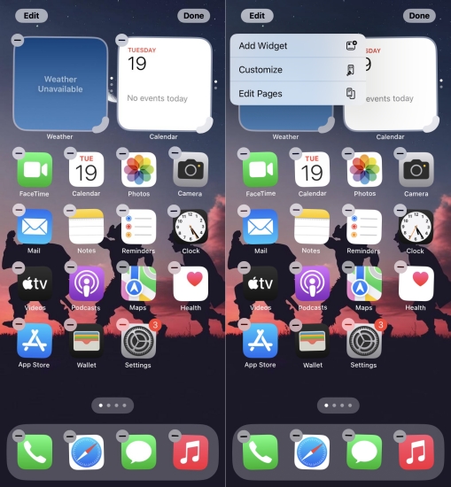 edit widgets on iphone
