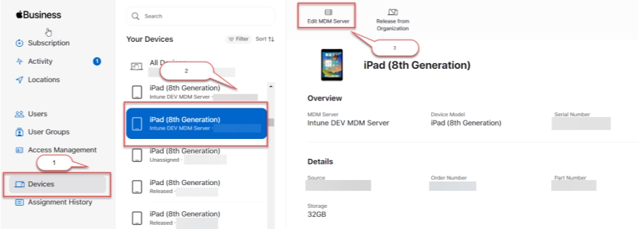 release device in apple manager