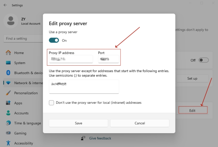edit proxy windows