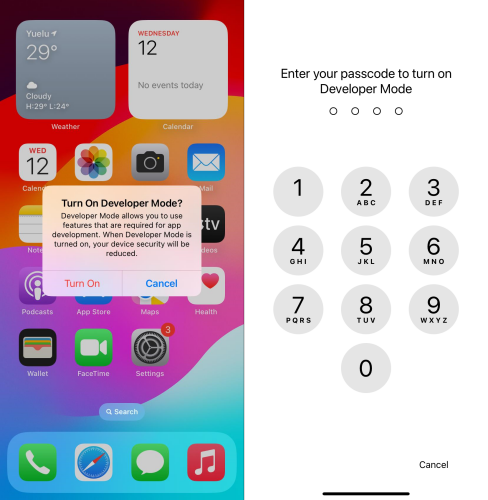 enable developer mode on iphone