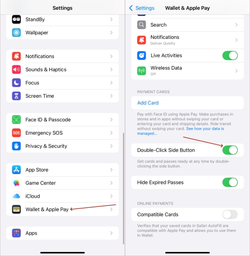 enable double click side button