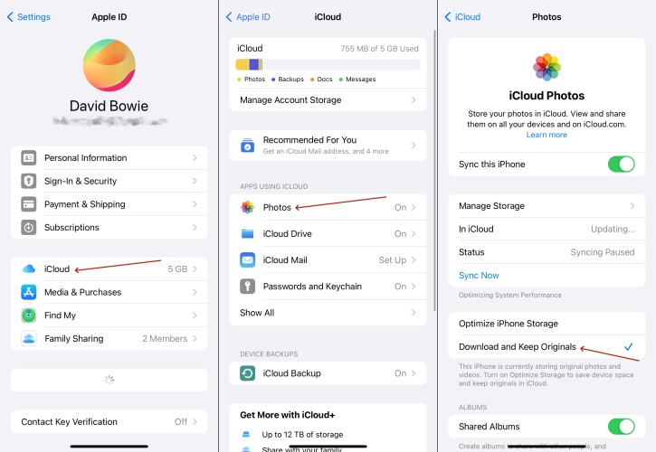 enable download and keep originals