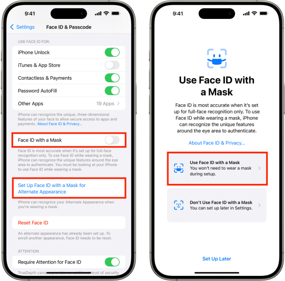 enable face id with a mask