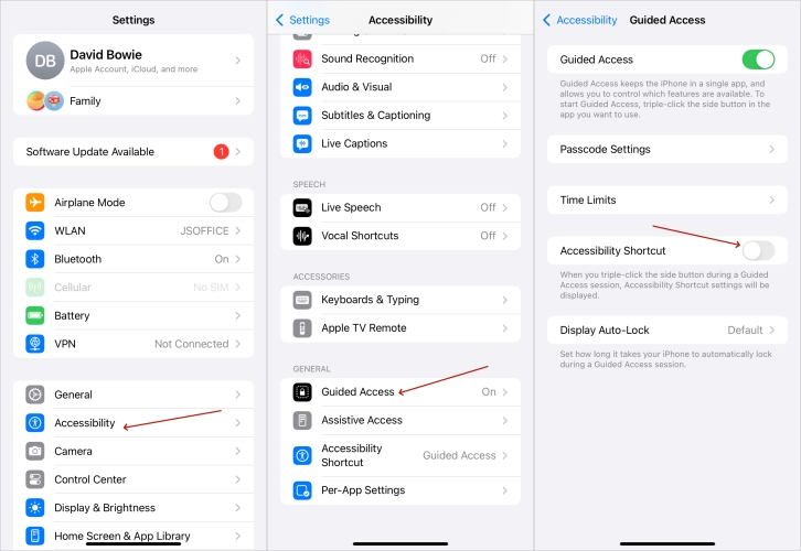 enable guided access shortcut