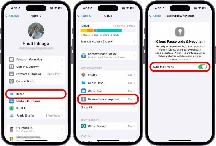 enable icloud password and keychain