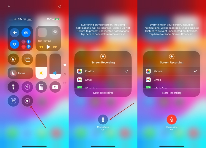 enable microphone for screen recording