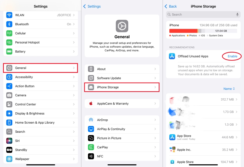 enable offload unused apps on iphone