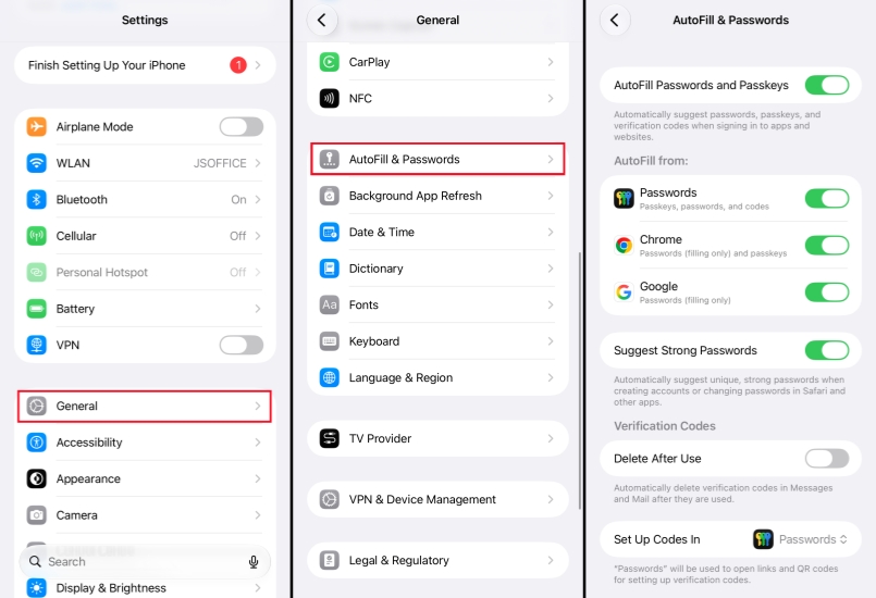 enable passwords autofill on iphone