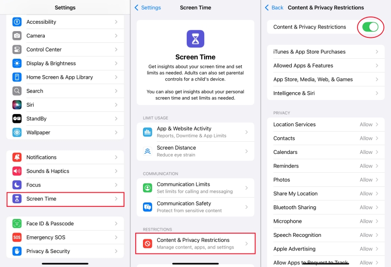 enable restrictions in ios 12