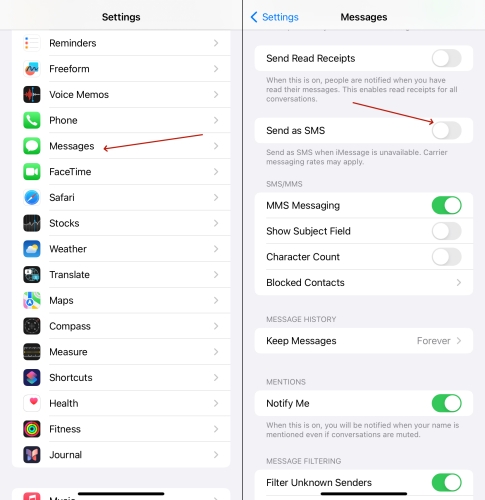 enable send as sms