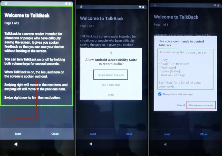 enable talkback android