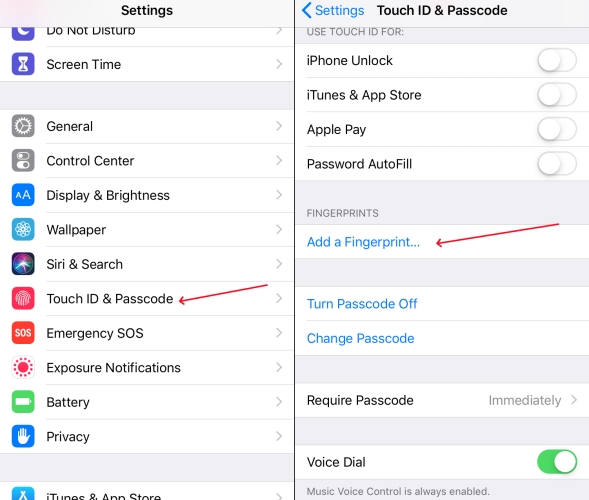 enable touch id on iphone