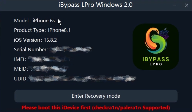 enter recovery mode ibypass lpro