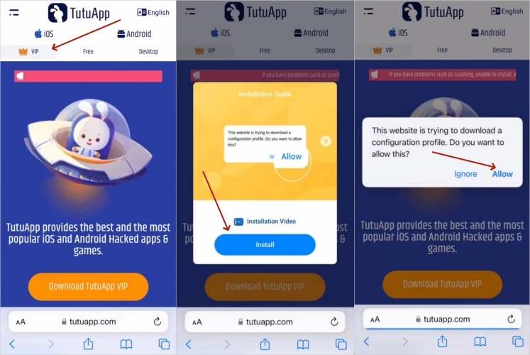 enter-tutuapp website on ios