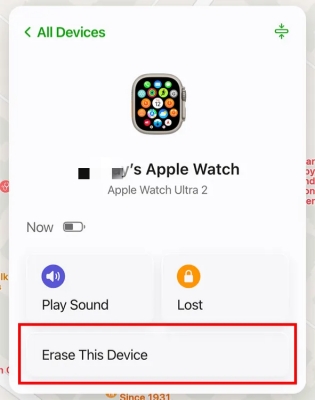 erase apple watch on icloud web