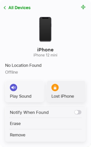 erase iphone via icloud