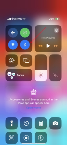 examine bluetooth via control center
