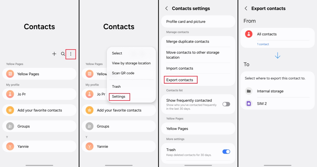 export android contacts