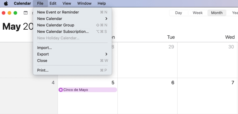 export calendar events on mac