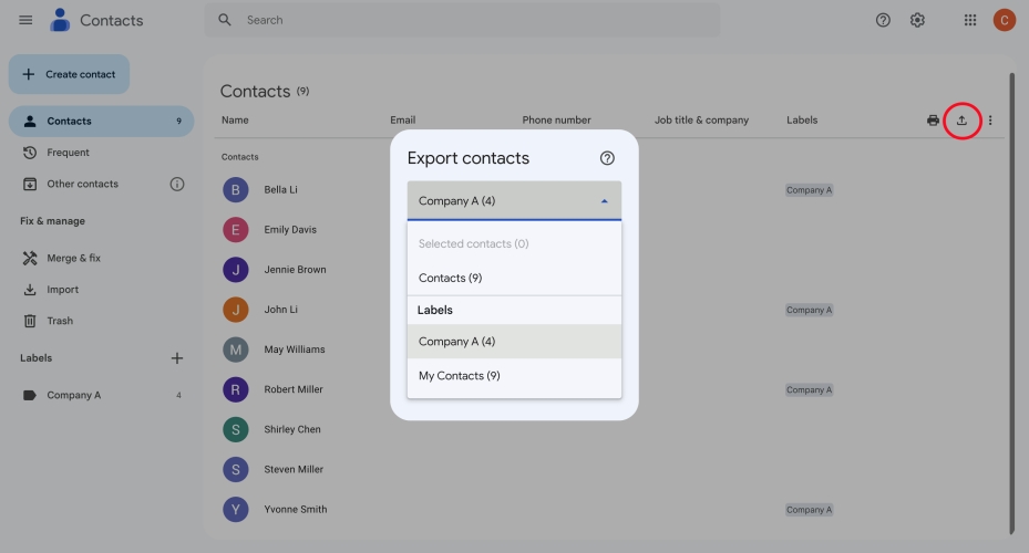 export google contacts on computer