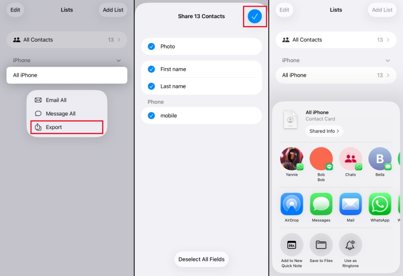 export iphone contacts