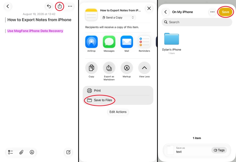 export iphone notes as txt