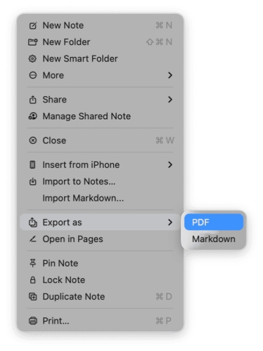 export notes on mac