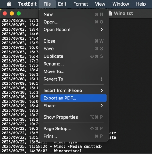 export whatsapp chat to pdf via textedit