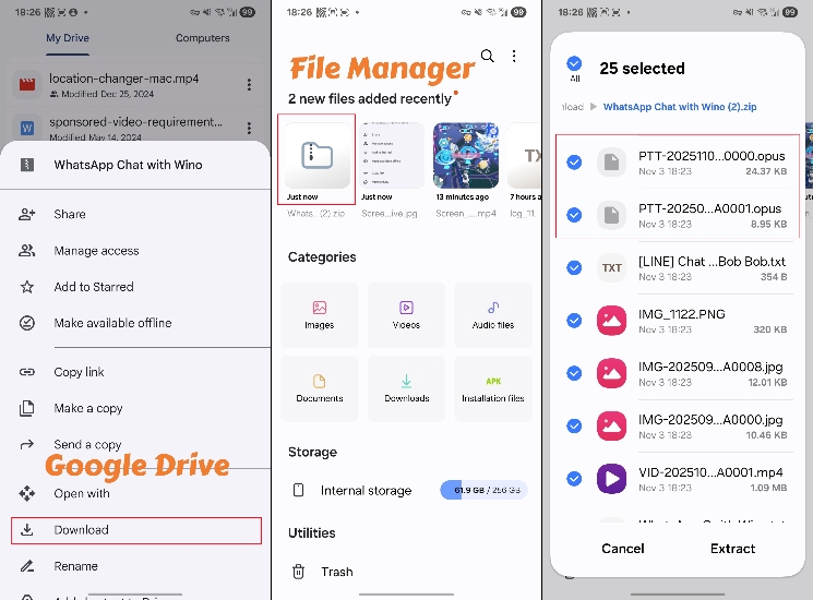 download whatsapp voice messages in file manager
