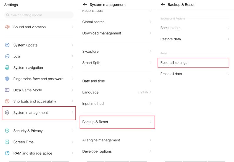 reset android to factory settings