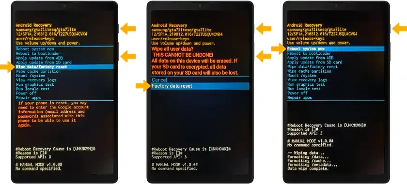 reset smasung tablet in recovery mode