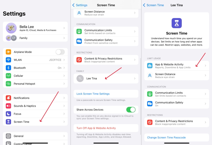 set downtime on iphone via family sharing