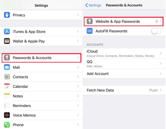 find app passwords on iphone before ios 14