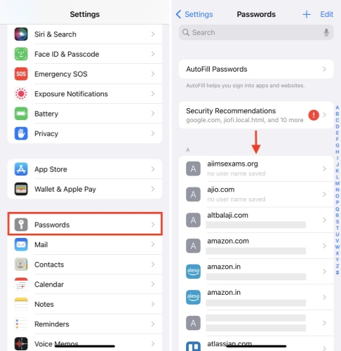 find app passwords on iphone ios 14