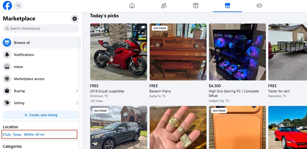 find facebook marketplace location