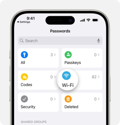 find iphone wifi password in passwords app