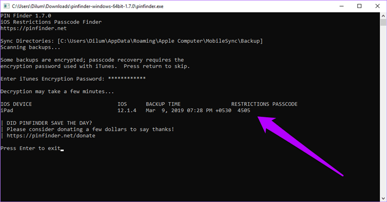use pinfinder