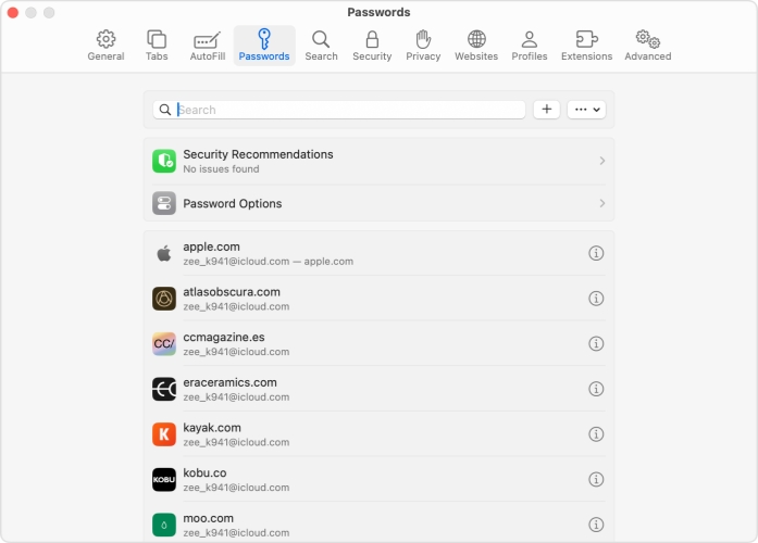 find saved safari passwords in safari on mac