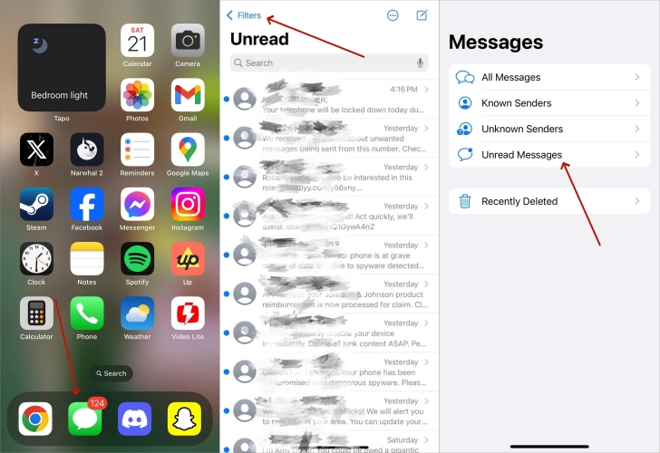 find unread messages on iphone