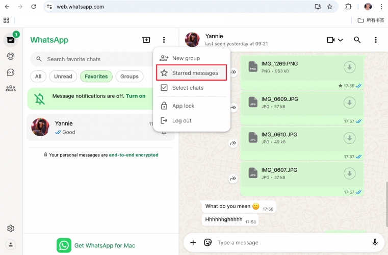 find whatsapp messages on whatsapp web