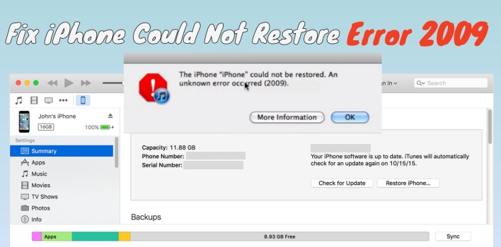 fix iphone could not restore error 2009