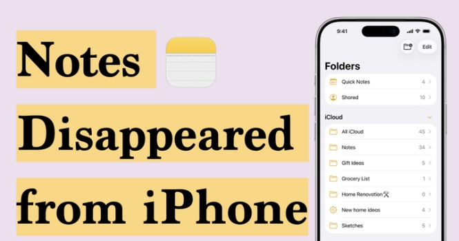 fix notes disappeared from iphone