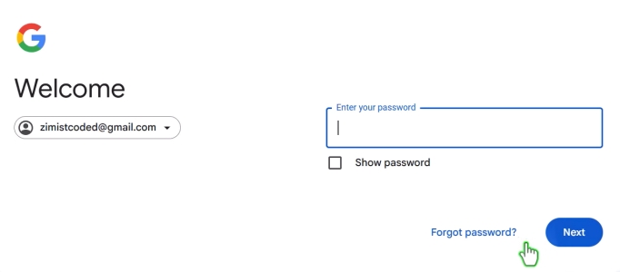 forgot password google
